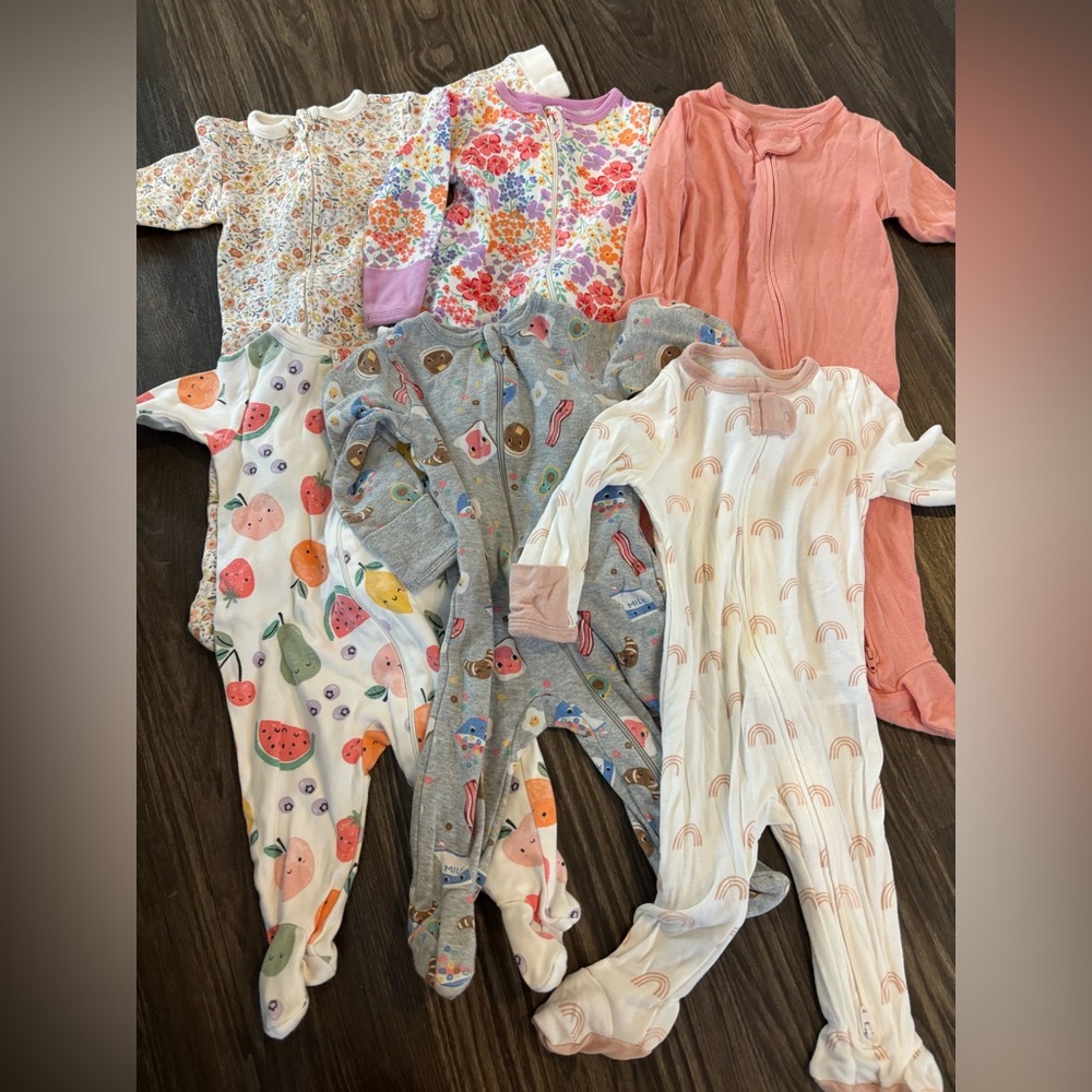 3-6 M Girls Zipper PJs